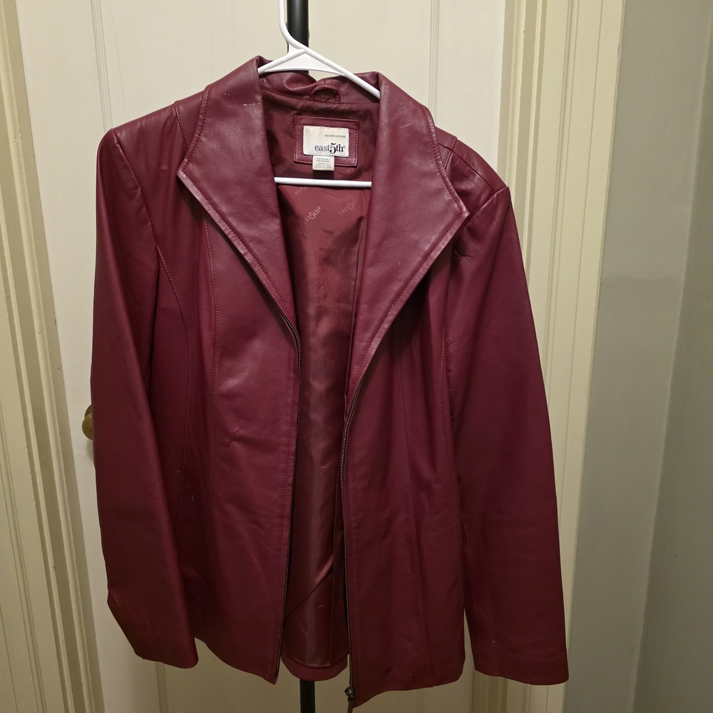 east 5th Women's Burgundy Leather Jacket